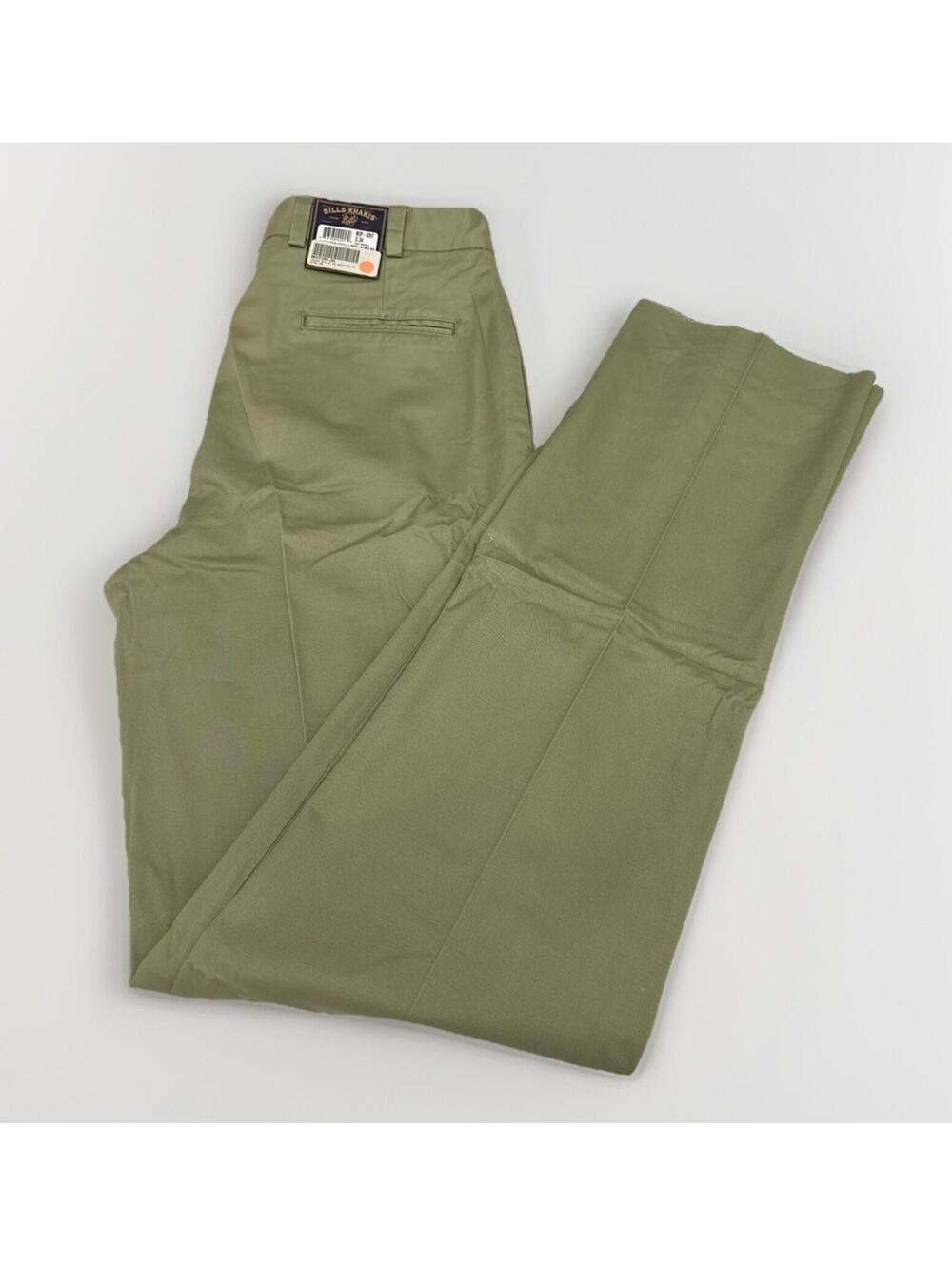 NWT Men’s Bills Khakis 100% Cotton Olive Green Color Pleated Dress Pants Size 34